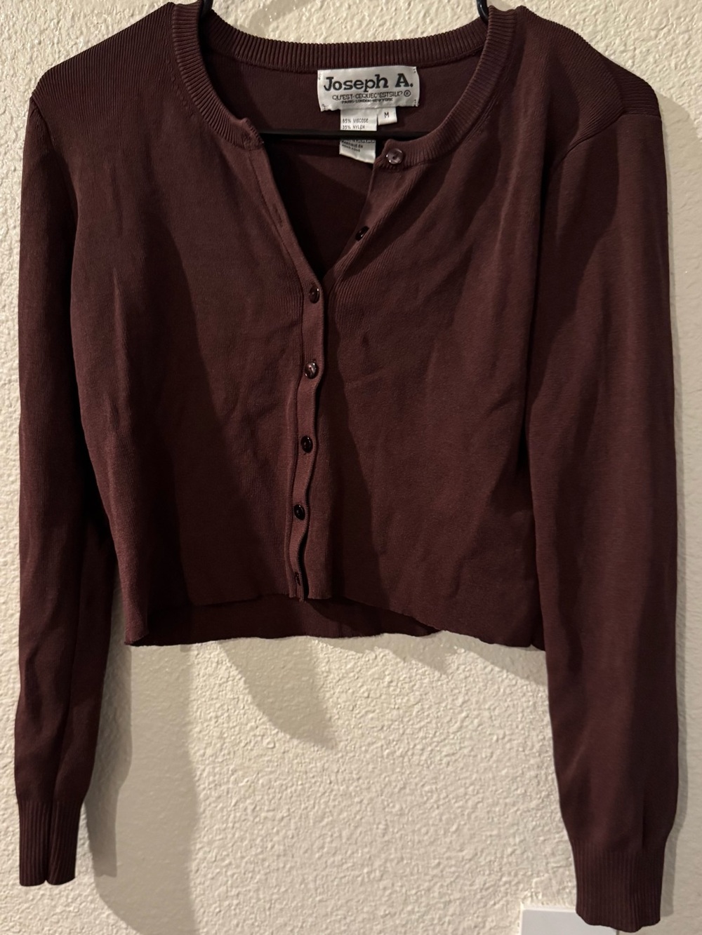 Joseph A Cropped Button-Front Cardigan in Brown